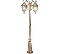 Plafoniera, Lampada da Strada con 2 luci E27 da 1,75 m, con palo Alto, for Esterni, da Giardino, for Recinzione, cancello, Colonna, pilastro.(2.85m,Bronze)