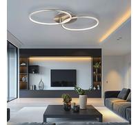 Plafoniera Lampada Design da Soggiorno Cucina Opale Nichel Opaco LED Anelli