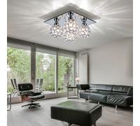 Plafoniera Lampada di Cristallo 4 Fiamma Sfere Riflettendo Argento Trasparente