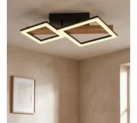 Plafoniera Lampada di Legno Casa Campagna Metallo Nero Opale LED Lunghezza 48cm [EEK: Non valutato]