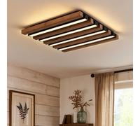 Plafoniera Lampada di Legno Luce Sala da Pranzo 1 Fiamma Braun LED L 30 CM [EEK: Inaditato]