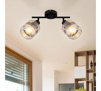 Plafoniera Lampada Letto Nero 2 Fiamma Vetro Regolabile [EEK: Non valutato]