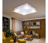 Plafoniera Lampada Letto Vetro Cristalli Alluminio Argento LED L 32cm
