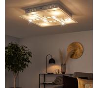 Plafoniera Lampada Letto Vetro Cristalli Alluminio Argento LED L 32cm
