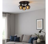 Globo Plafoniera Maxy, grigio fumo, Ø 45 cm, a 3 luci, vetro Globo