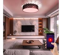 Plafoniera Lampada Luci Soggiorno Smart RGB LED Dimmerabile Cct Tessuto Nero [EEK: F]