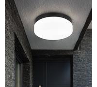 Plafoniera Lampada per Esterni Bagno Alluminio Nero Vetro Opale Rotondo E27 [EEK: Non valutato]