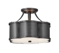 Lampada Da Soffitto In Metallo Vintage Nera-Oro 2x E27 Antiriflesso