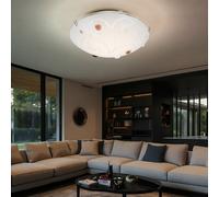 Plafoniera Lampada Sala Pranzo Pietre Decorative Cromo 1 Fiamma LED D 25 CM