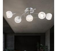 Plafoniera Lampada Sala Pranzo Plafoniera Nichel Vetro Satinato 5 Fiamma LED [EEK: F]
