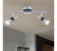 Plafoniera Lampada Sala Pranzo Punti 2 Fiamma Orientabile Argento LED