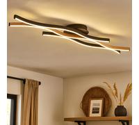 Plafoniera Lampada Sala Pranzo Simil Legno Lampada da Cucina Alluminio Nero LED [EEK: Non valutato]