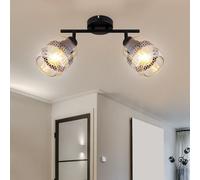 Plafoniera Lampada Sala Pranzo Vetro Amber 2 Fiamma Punti Regolabile [EEK: Non valutato]