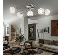 Plafoniera Lampada Sala Pranzo Vetro Sfera Motivo Opaco 5 Fiamma LED [EEK: G]