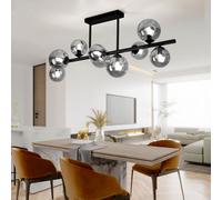 Plafoniera Lampada Sala Pranzo Vetro Sfere Nero 9x G9 LED L 86 CM [EEK: F]