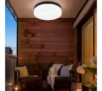 Plafoniera Lampada Soffitto Luce per Esterni Vetro Patio Alluminio Nero D 30 CM [EEK: Non valutato]