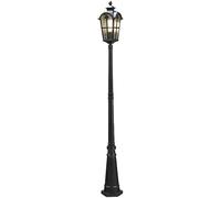 Plafoniera, Lampada solare a LED da 170 cm, for esterni, V-intage, con palo pressofuso e vetro effetto acqua, illuminazione soffusa, lampada da palo V-intage for cortile, patio, giardino,(A,210cm)