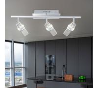 Plafoniera Lampada Spot Binario Faretti Mobile Vetro Cromo 3x LED Luci Soggiorno