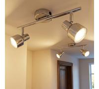 Plafoniera lampada da soffitto faretto faretto lampada da soggiorno lampada da corridoio, faretti mobili, cromo trasparente, 2x LED 4W 250Lm bianco caldo, LxPxA 38x8x16 cm, set di 2
