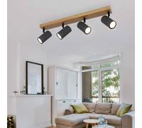 Plafoniera Lampada Spot Faretto Luce Sala da Pranzo Simil Legno Girevole L 56 CM [EEK: Non valutato]