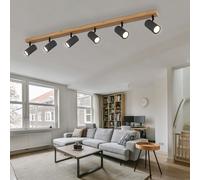 Plafoniera Lampada Spot Lampada Parete Nero Grafite Orientabile GU10 Simil Legno