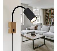 Plafoniera Lampada Spot Lampada Parete Nero Grafite Orientabile GU10 Simil Legno