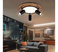Plafoniera Lampada Spot Luci Soggiorno 1xLED 3xGU10 Faretto Orientabile Legno [EEK: E]