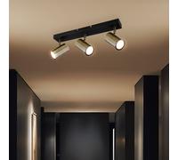 Plafoniera Lampada Spot Metallo Nero Ottone Antico 3x GU10 L 41cm [EEK: Non valutato]