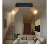 Plafoniera Lampada Spot Orientabile Legno da Pavimento Nero L 25,5 CM [EEK: Inaditato]