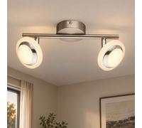 Plafoniera soggiorno LED da soffitto cromata, faretti orientabili, 2x4W 2x 280lm bianco caldo. Globo 56125-2