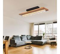 Plafoniera Lampada Wood da Soggiorno LED Cristalli Nero Natura Sala Pranzo