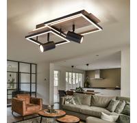 Plafoniera Lampada Wood da Soggiorno Punti Orientabile Retroilluminato Nero LED