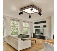 Plafoniera Lampada Wood Deckenpanel LED Metallo Nero GU10 4-Flammig Mobile [EEK: E]