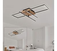 Plafoniera Lampada Wood Punti Mobile Simil Legno Nero LED 80cm