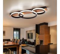 Plafoniera Lampada Wood Sala Pranzo 3 Fiamma Anelli LED L 68 CM