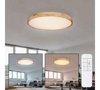 Plafoniera Lampada Wood Telecomando Dimmerabile Cct Casa di Campagna 1x LED