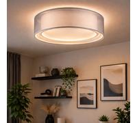 Plafoniera Lampadario Camera Letto Tessuto 3x LED Grigio Rotondo DM 40 CM [EEK: G]