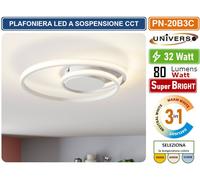 PLAFONIERA LAMPADARIO LED SMD A SOFFITTO DESIGN AD ANELLI 32W 3IN1 CCT [EEK: E]
