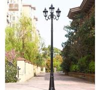 Plafoniera, Lampione da Esterno a 3 luci, Tradizionale lampione da Prato Vittoriano, lampione da Esterno a palo Alto, E27, Vetro pressofuso in Alluminio, Giardino, Acqua(Noir,H:2M)