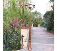 Plafoniera, Lampione da Esterno a 3 luci, Tradizionale lampione da Prato Vittoriano, lampione da Esterno a palo Alto, E27, Vetro pressofuso in Alluminio, Giardino, Acqua(Bronze,H:2M)
