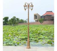 Plafoniera, Lampione Stradale a 2 Teste, palo da Esterno, antiruggine, palo Alto, Illuminazione Europea for Esterni, palo da Giardino, Base E27 con Vetro temperato.(Bronze,Height 210cm)