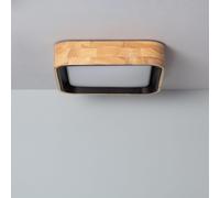 LEDKIA LIGHTING Plafoniera LED 15W Quadrata Legno 370x370 mm CCT Selezionabile Dari per Soggiorno, Cucina Nero