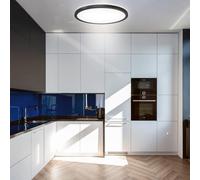 Plafoniera led 18 w lampadario luce bianca calda naturale 3 cct slim nero lv [EEK: A]