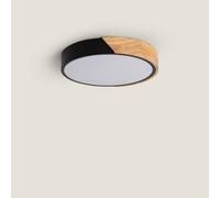 LEDKIA LIGHTING - Plafoniera LED Circolare 18W | CCT Selezionabile 2700-6500K | Ø320 mm | Facile Installazione | Metallo e Legno, Nero