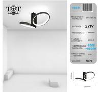 Plafoniera led 22w 2 cerchi nero bianco oro design moderno lampadario da soffitt