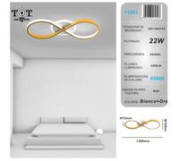 Plafoniera led 22w intrecciato infinito oro lampada da soffitto design moderno l