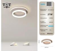 Plafoniera led 27w tonda bianco design moderno lampadario da soffitto cerchio lu