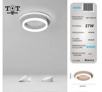 Plafoniera led 27w tonda bianco design moderno lampadario da soffitto cerchio lu