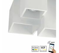 Plafoniera LED 3 cubi 40W 3 attacchi GU10 gesso bianco 33,5x15x9cm