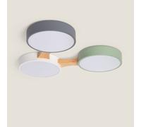 LEDKIA LIGHTING - Plafoniera LED 30W | Metallo e Legno | CCT Selezionabile 2700-6500K | Design Nordico | Per Soggiorno, Cucina | Facile Installazione, Multicolore